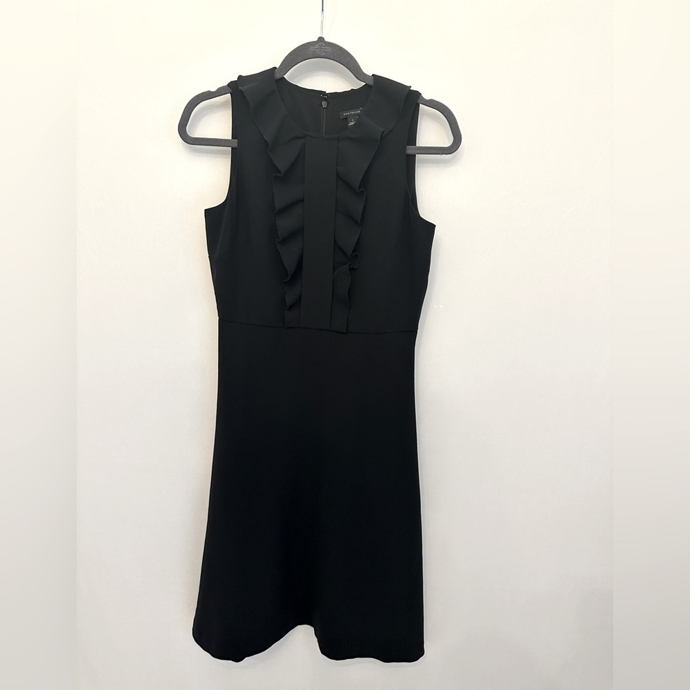 Ann Taylor Black Ruffle Midi Dress